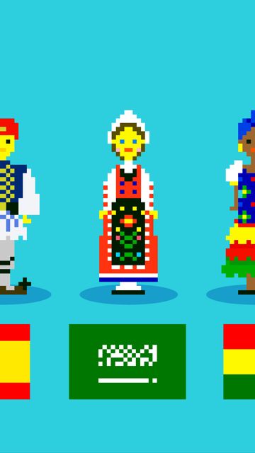 ピク人 世界の衣装 国旗 挨拶を覚えられるアプリ ドット絵ちっくなイラストが可愛い 無料 Appbank