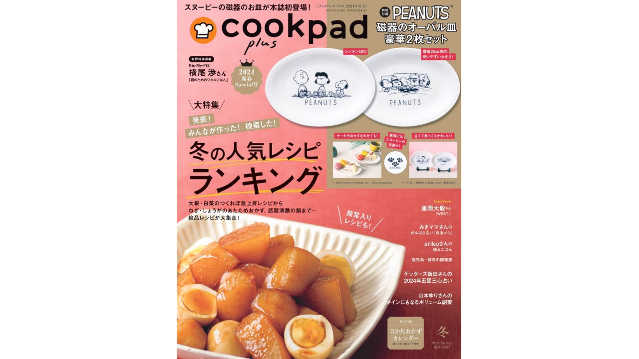 初の特別付録】「cookpad plus」スヌーピーの陶器オーバル皿豪華2枚