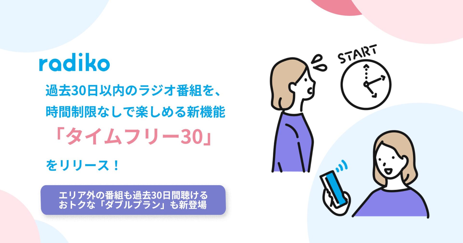 radiko、新サービス「タイムフリー30」を開始！　過去30日間のラジオが無制限で聴ける